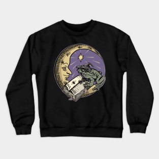 Frog Witch, Book and Moon Dark Academia Halloween Crewneck Sweatshirt